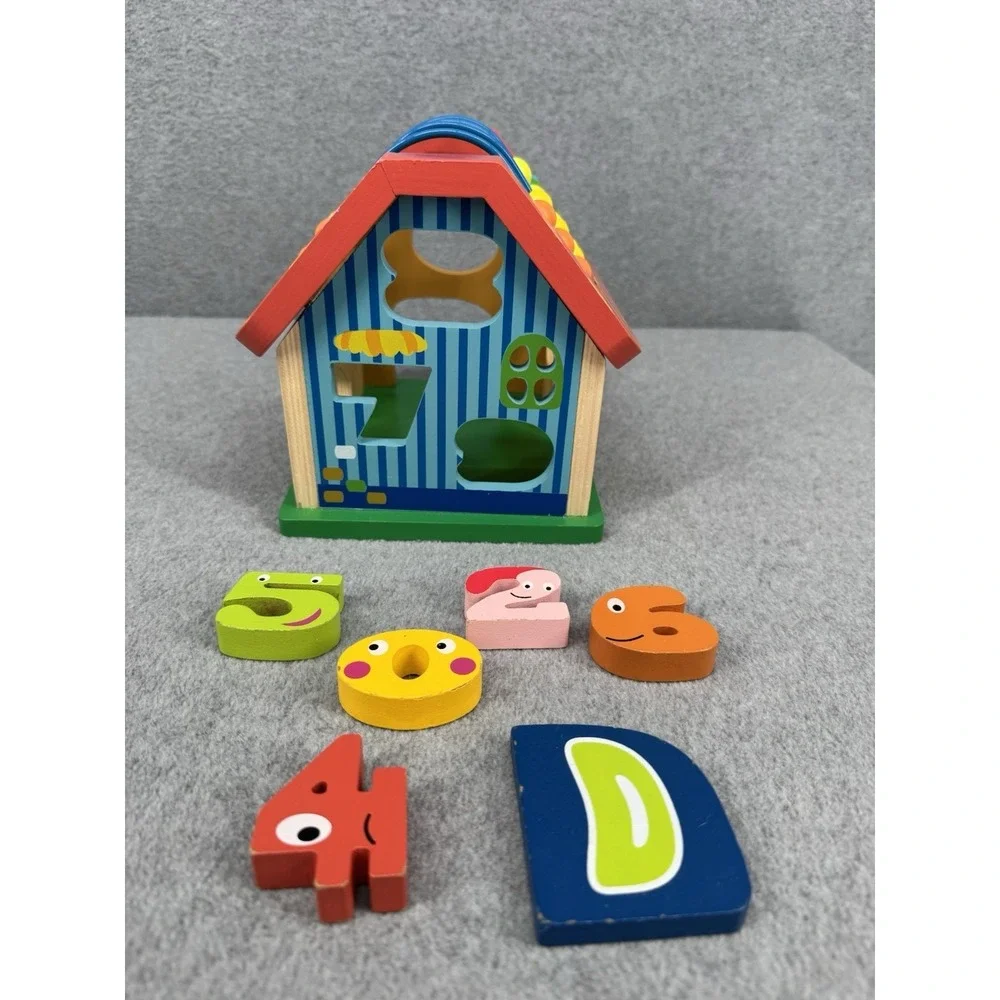 Wooden Shape‎ Sorter House Bead Maze Activity Cube Numbers ABC Blocks